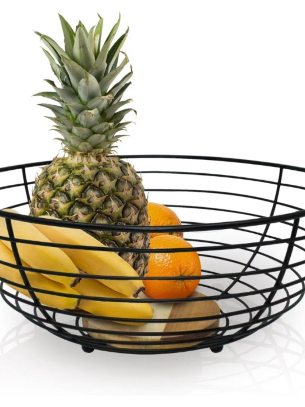 Round Metal Wire and Wood Basket/Bowl